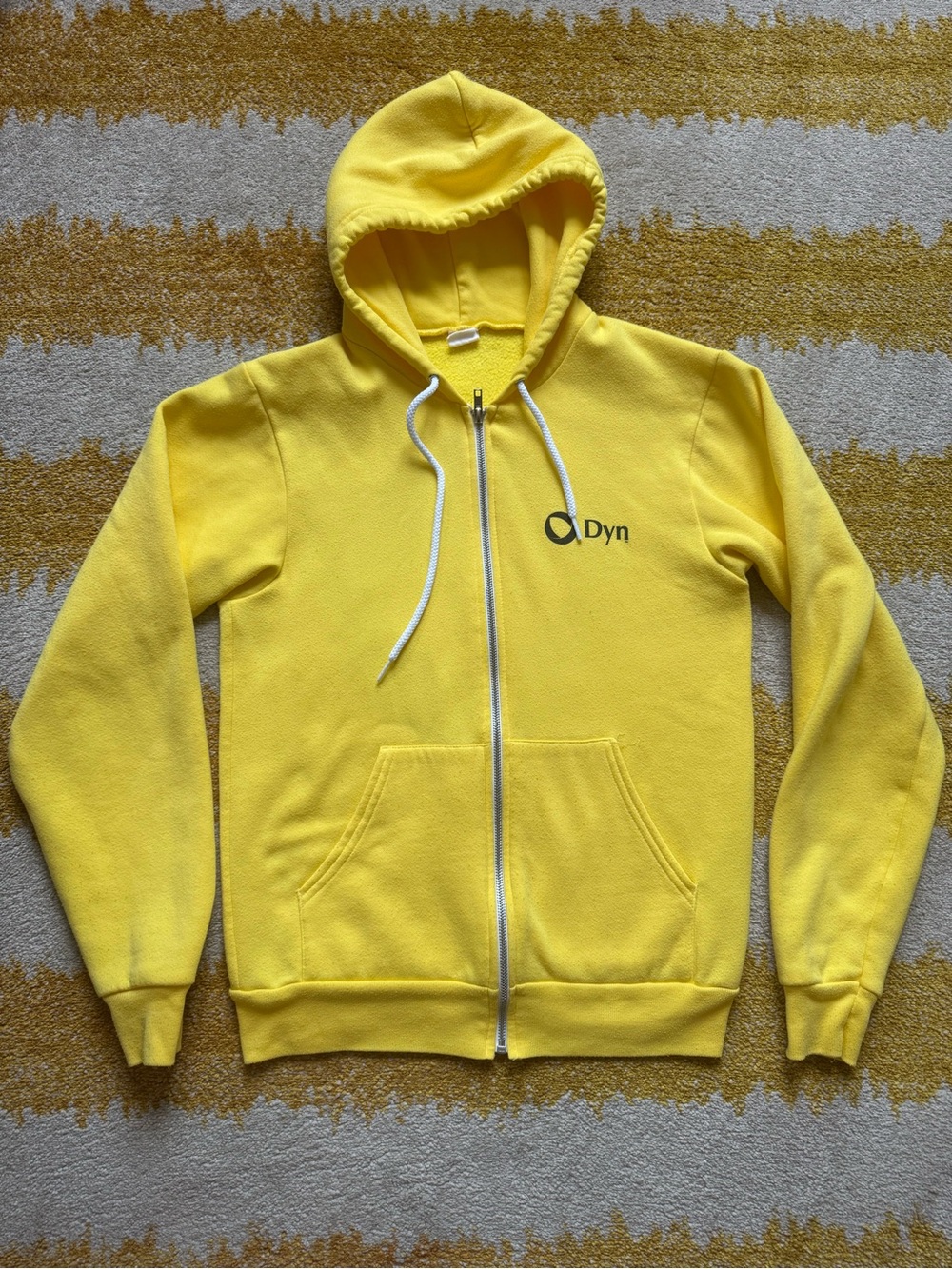 American Apparel Bright Yellow Fleece Zippered Hoodie Sweatshirt Dyn